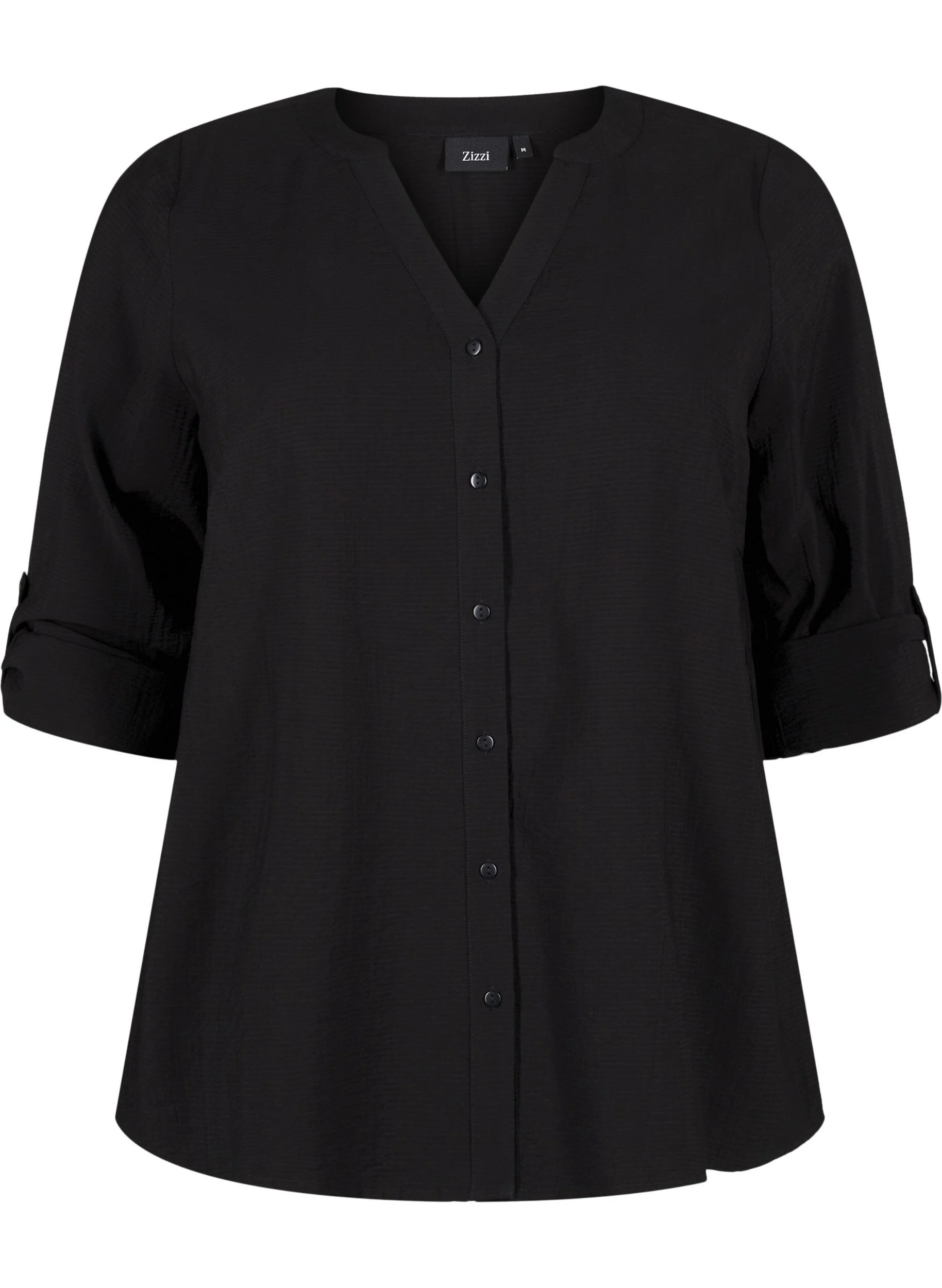 Viskose skjortebluse med 3/4 ærmer