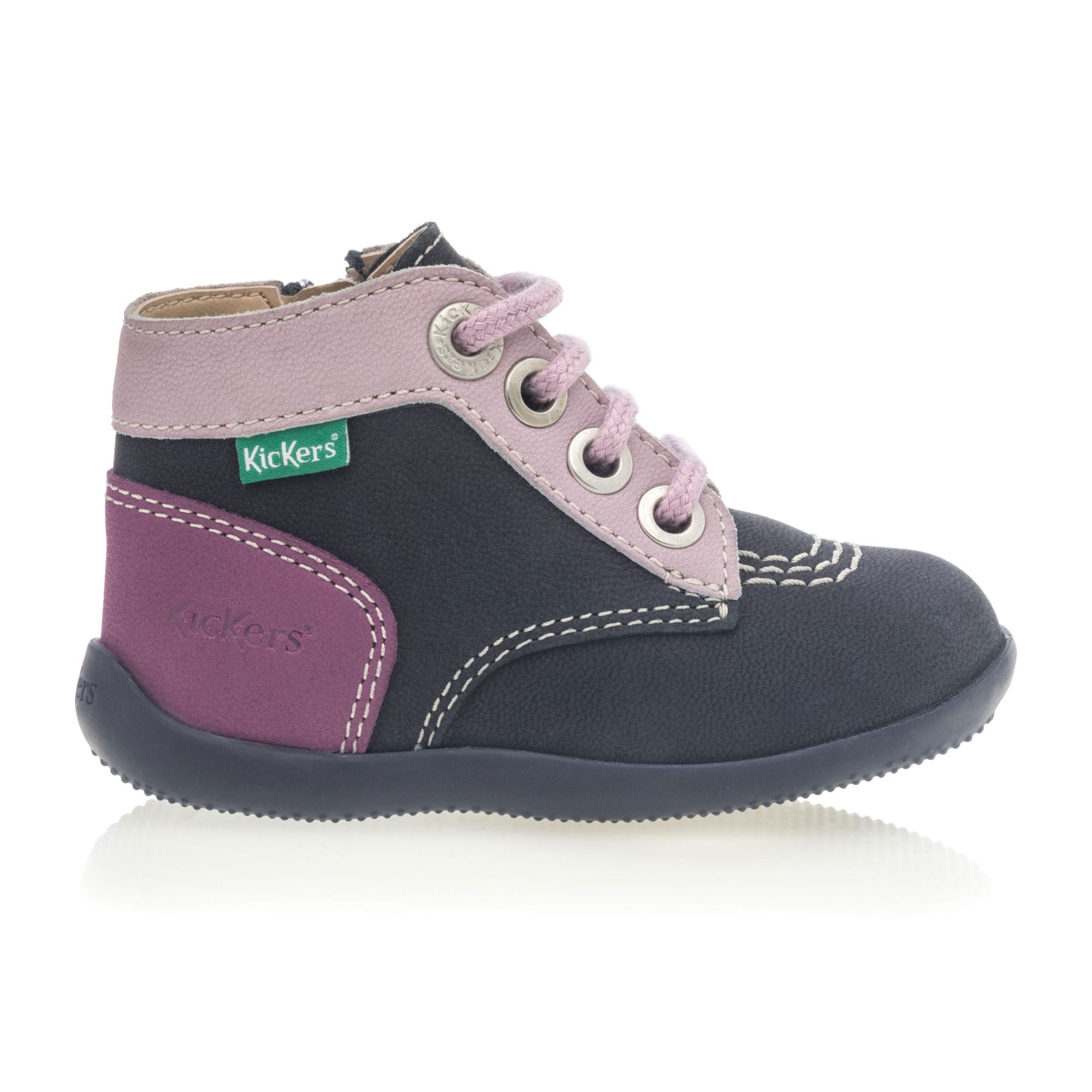 Baskets hautes Bébé fille en cuir bleu marine