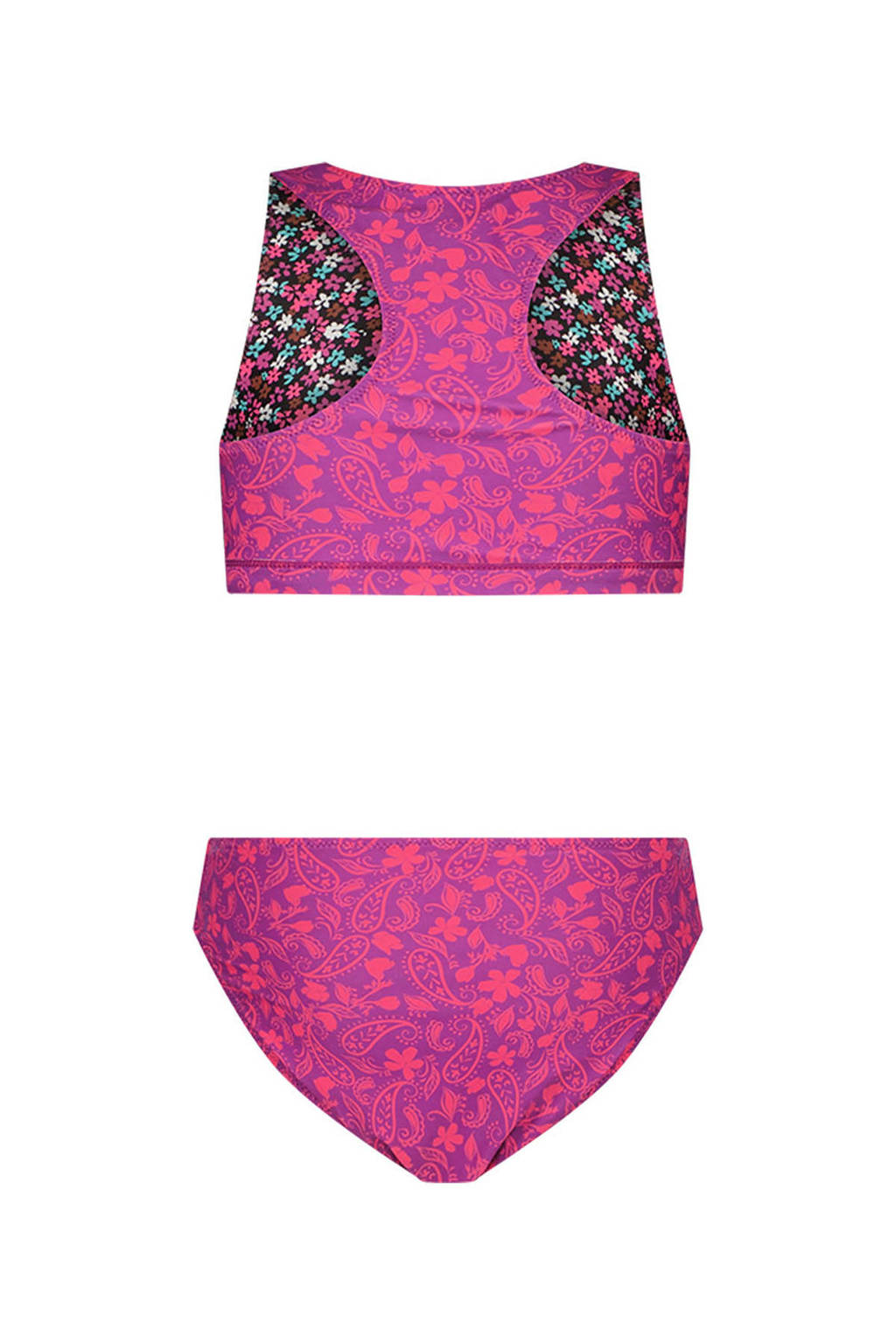 reversible crop bikini zwart/roze