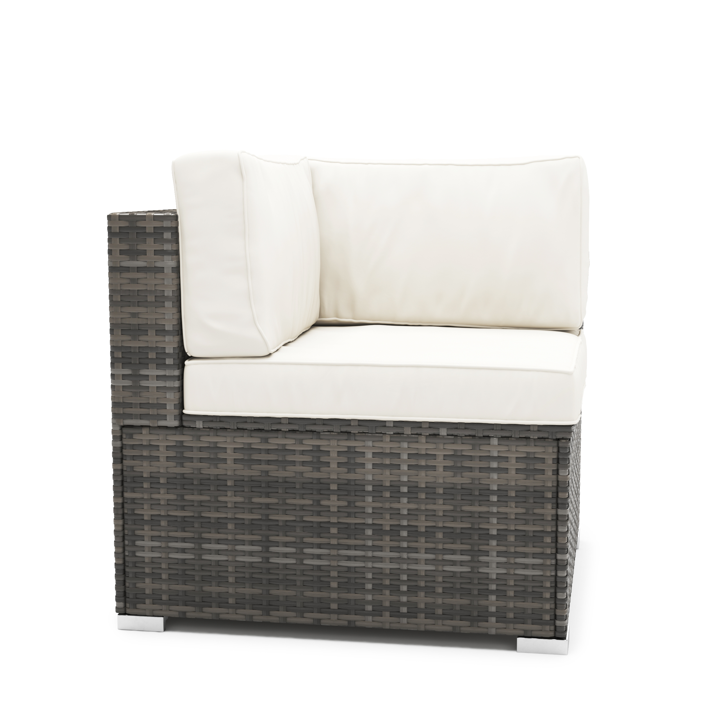 Eckteil Rattanlounge KRETA grau/weiss