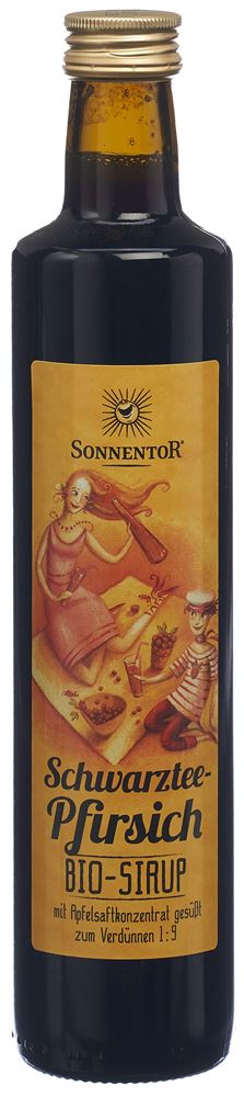SONNENTOR Schwarztee-Pfirsich Sirup<br>500 ml, Glasflasche, Sirup, BIO