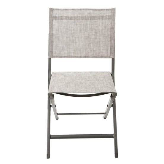 Chaise pliante ERIS en aluminium et toile beige chiné - 57x47x88 cm