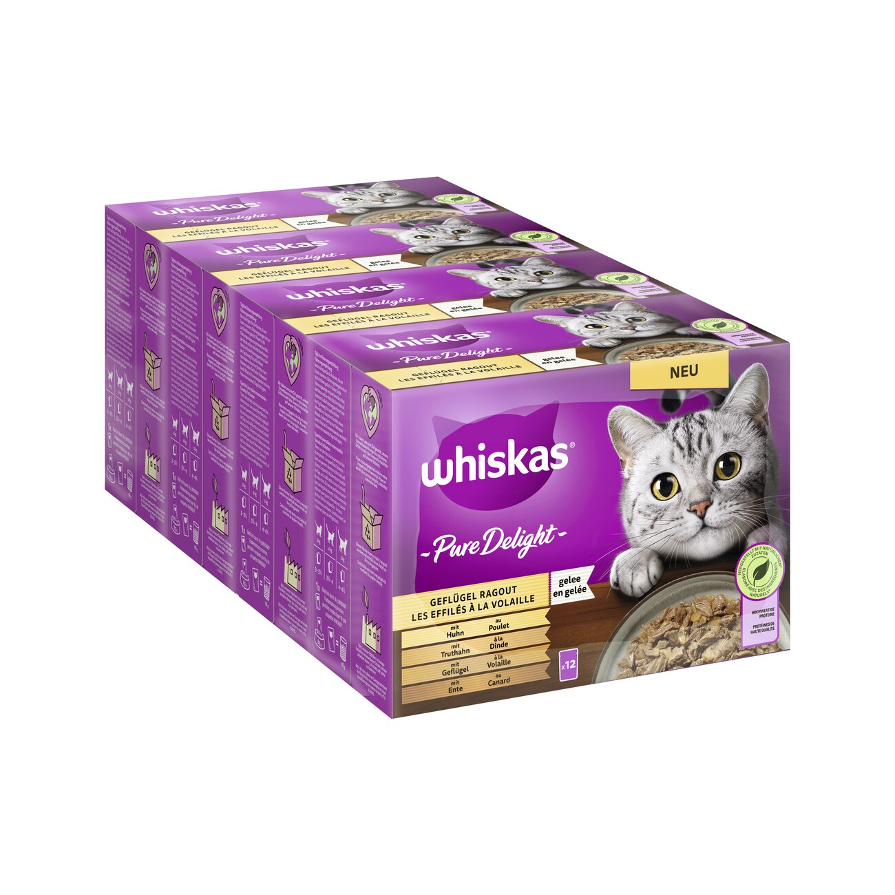Whiskas Pure Delight Multipack Geflügel Ragout in Gelee 12 x 85g