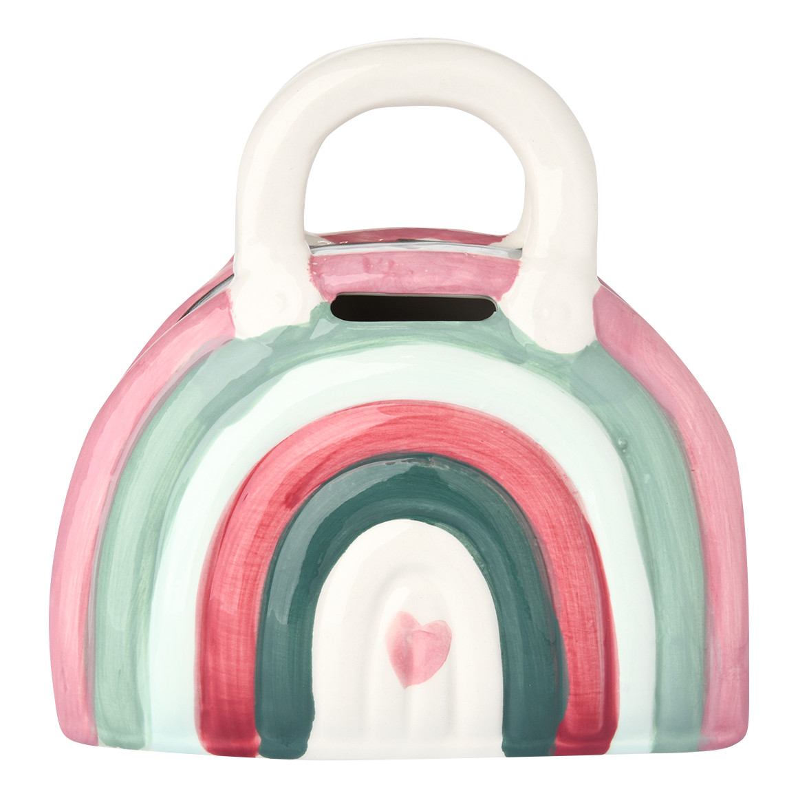 Topolino Spardose im Handtaschen-Design weiss / rosa / grün