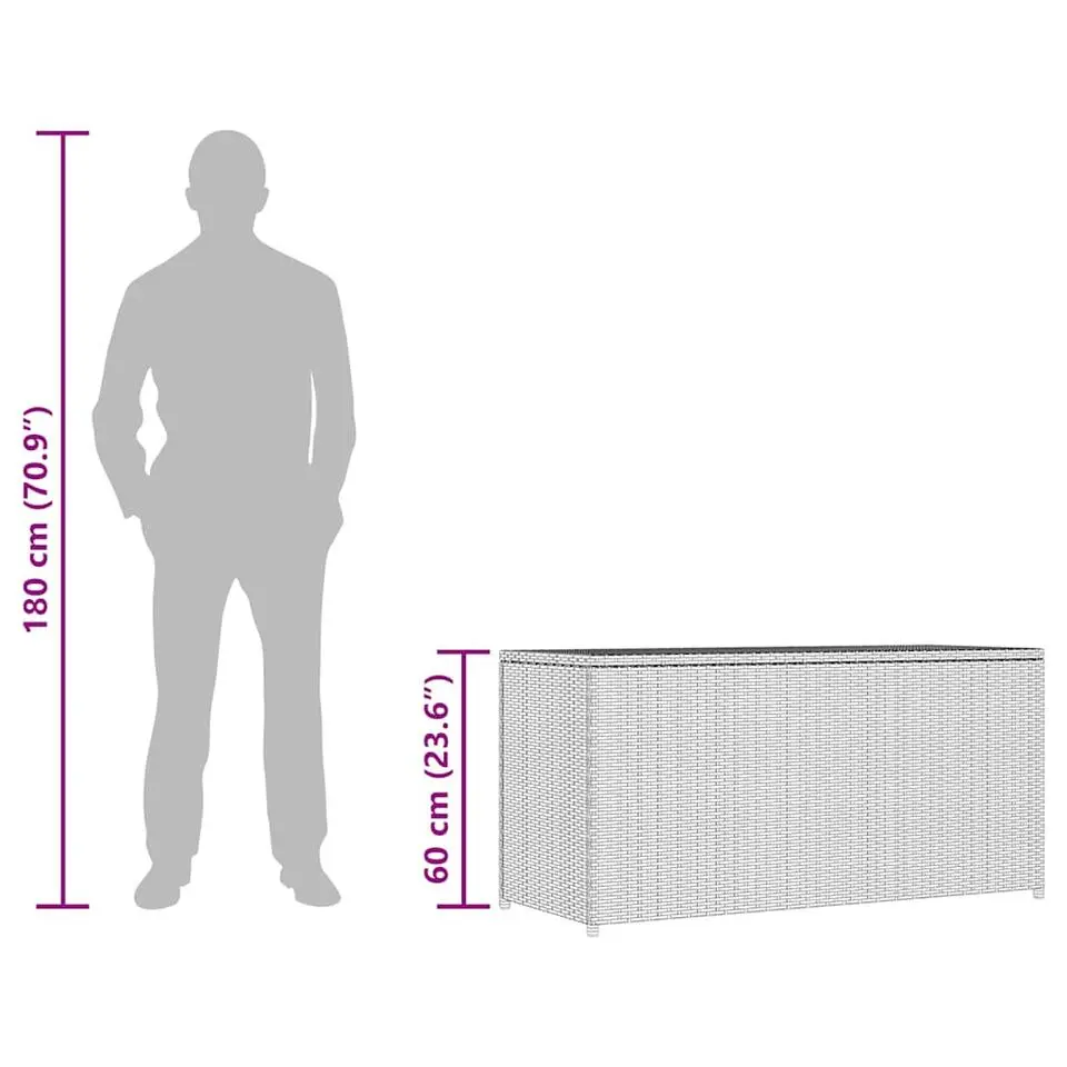 vidaXL - Opbergkist - Zwart - Poly rattan
