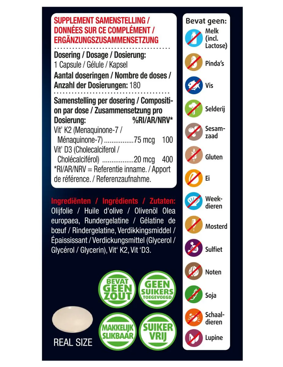 Vitamine K2 + D3 capsules