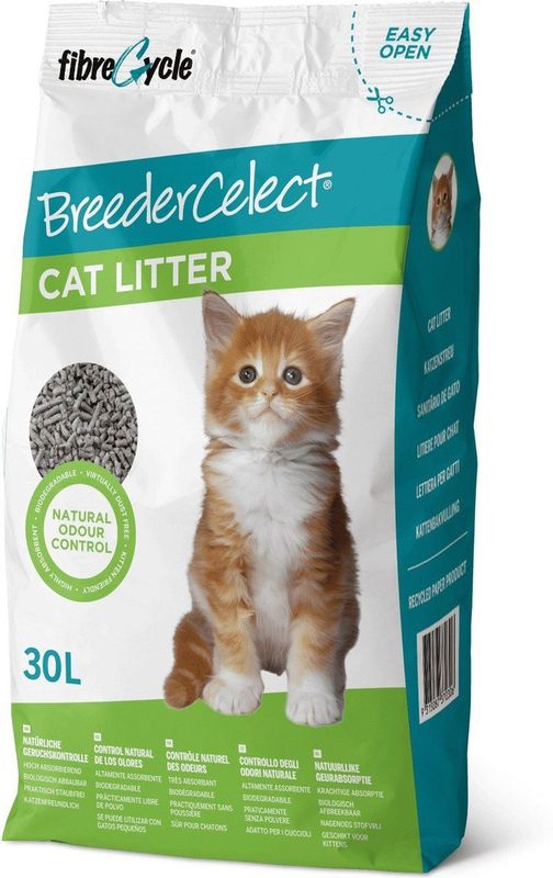 BreederCelect 100% Gerecycled - Kattenbakvulling -  30 l