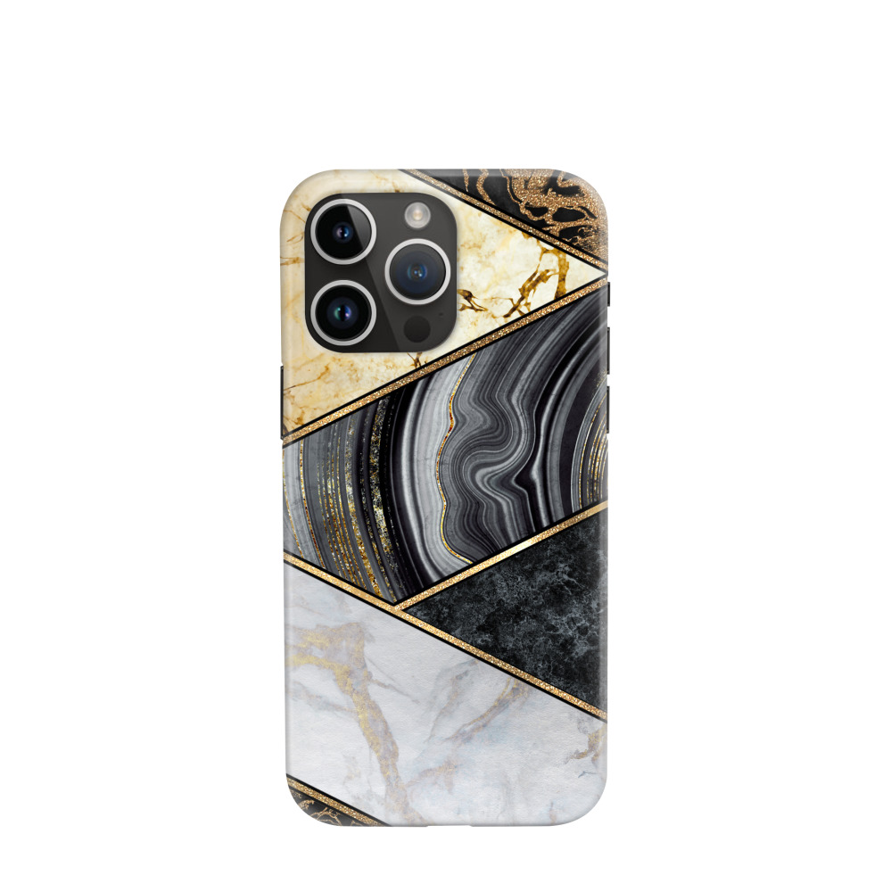 iPhone 14 Pro Max Hybrid (Kunststoff / Gummi) Hülle Granitoptik - Gold
