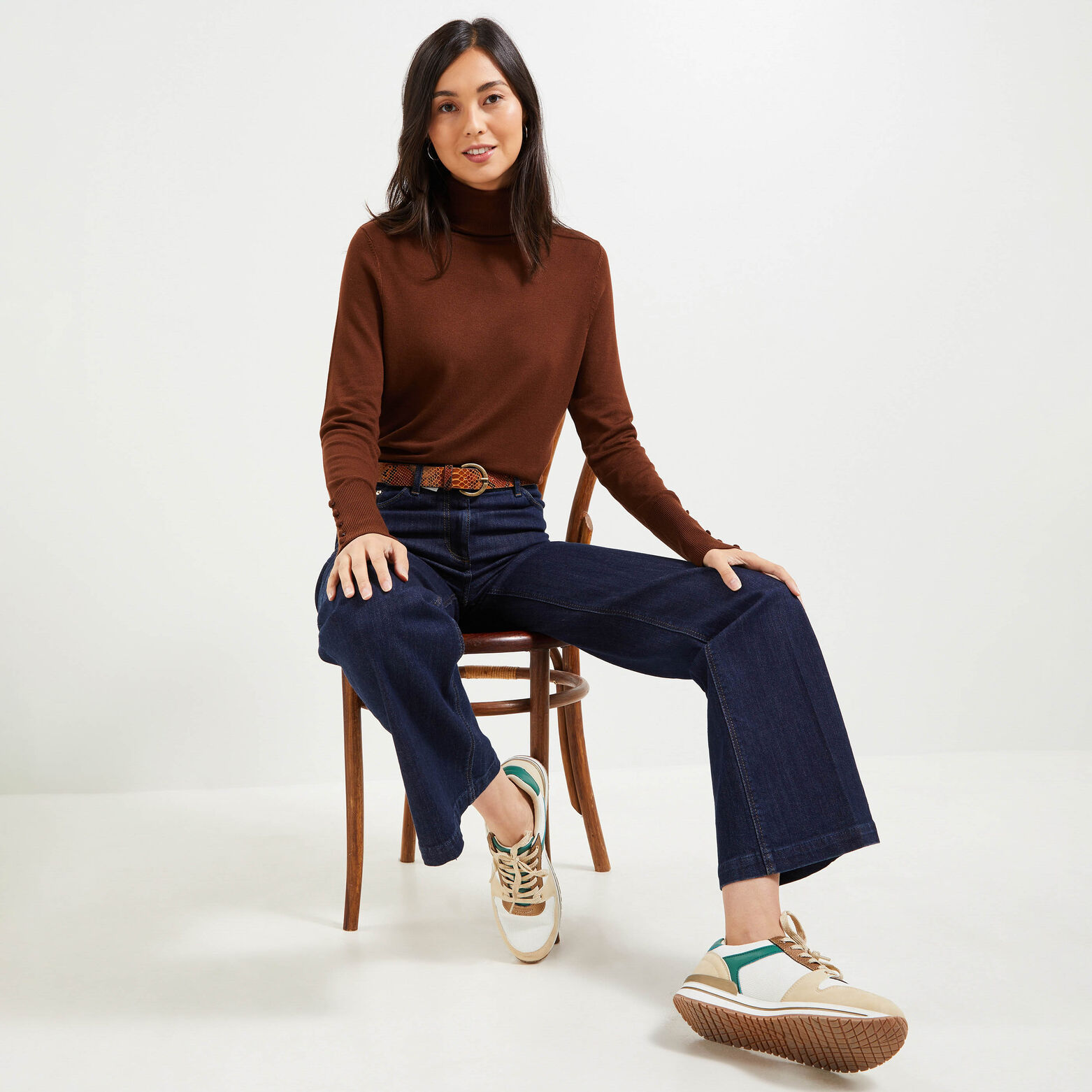 Pull col roulé femme