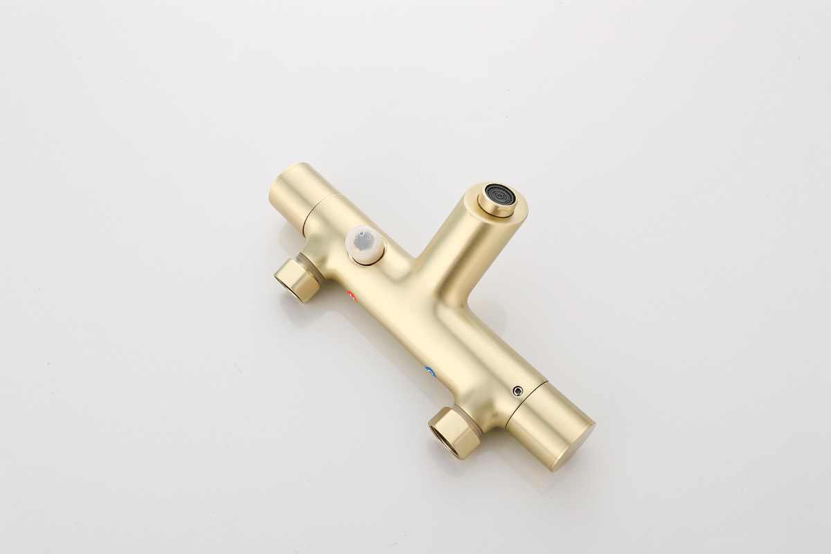 Saniclear Brass thermostatische opbouw badkraan met handdouche geborsteld messing / mat goud