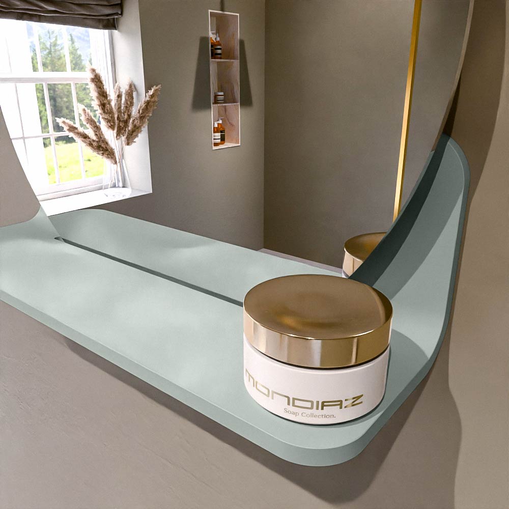Mondiaz Spot spiegel rond Ø40cm met planchet greey