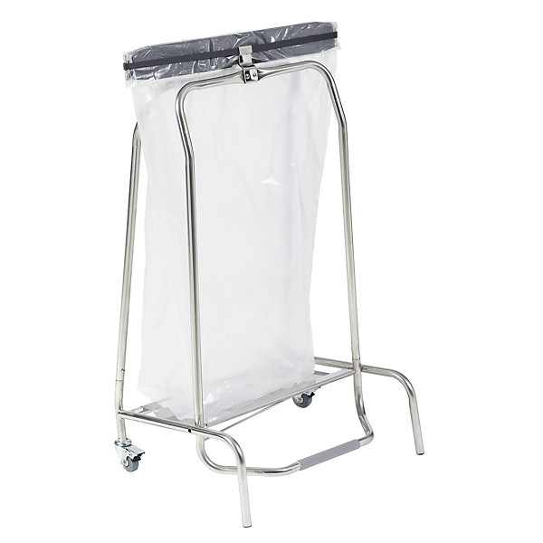 Support sac poubelle d'intérieur 2 roues à pédale Rossignol inox sans couvercle 110 L