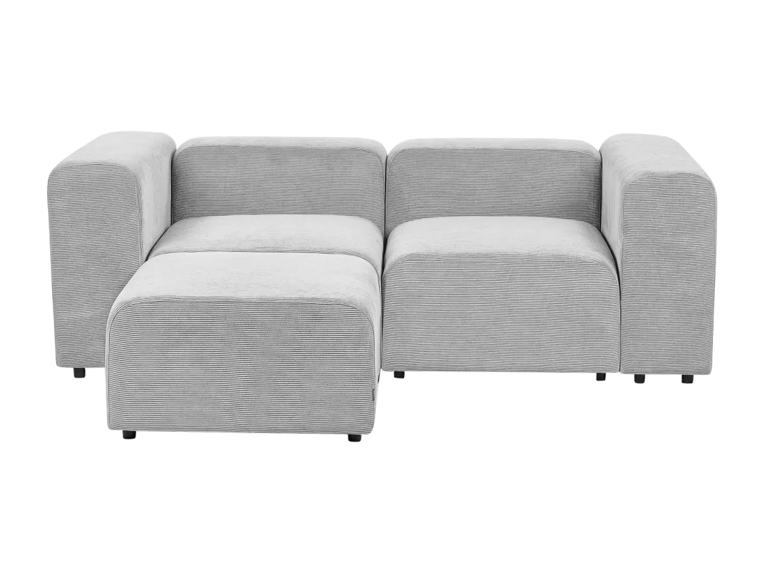 Canapé 2 places modulable avec ottoman en velours côtelé gris FALSTERBO