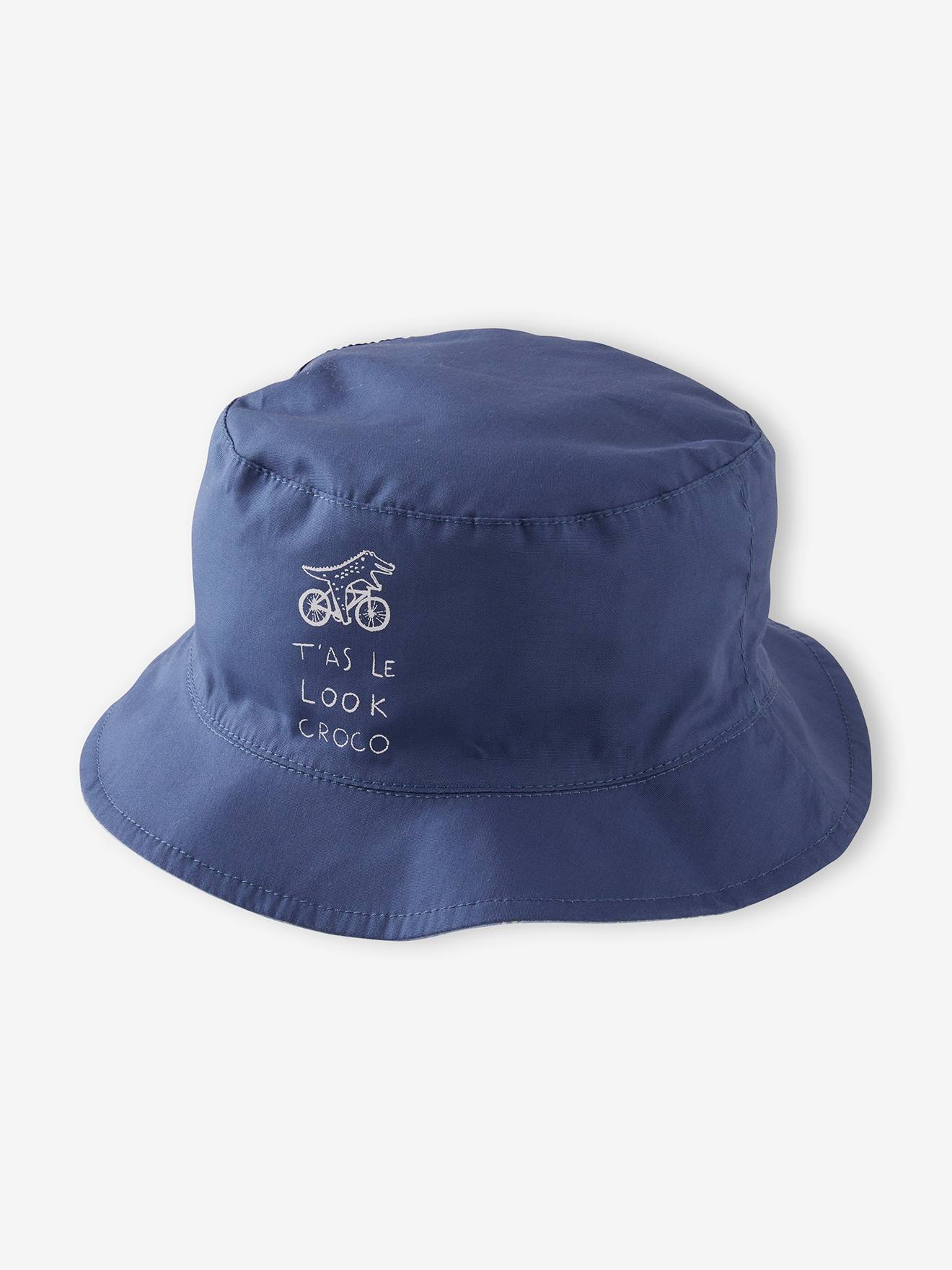 Chapéu bob reversível com animais, para bebê menino, azul médio, bicolor/multicolorido