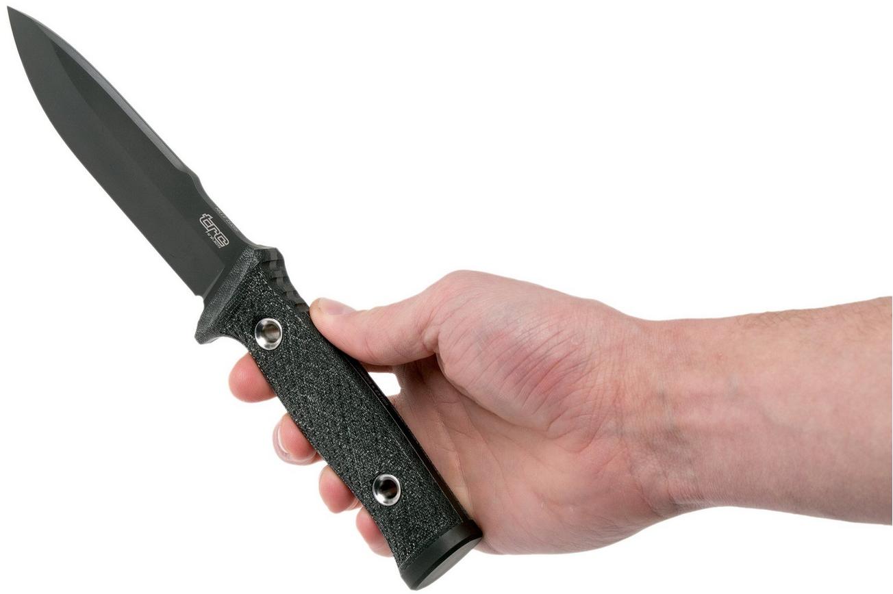 TRC Knives Mille Cuori, Vanadis 4 Extra, Black Canvas Micarta outdoormes