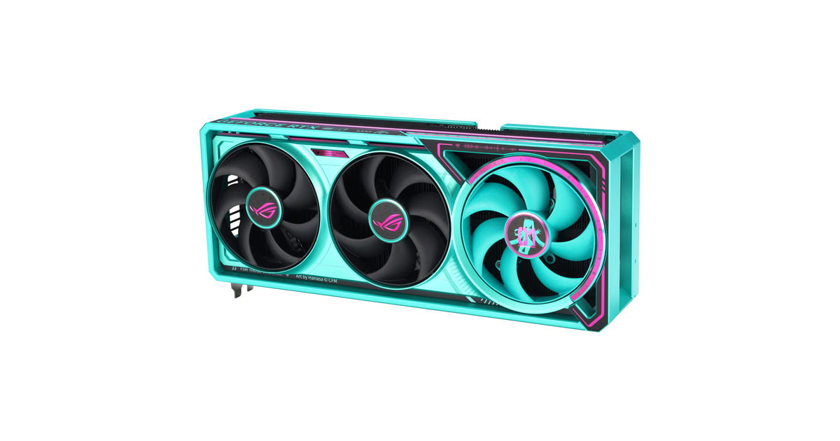 ASUSGeForce RTX 5080 ROG ASTRAL GAMING OC Hatsune Miku Edition grafische kaart  (Turquoise, DLSS 4, 3x DisplayPort, 2x HDMI 2.1)