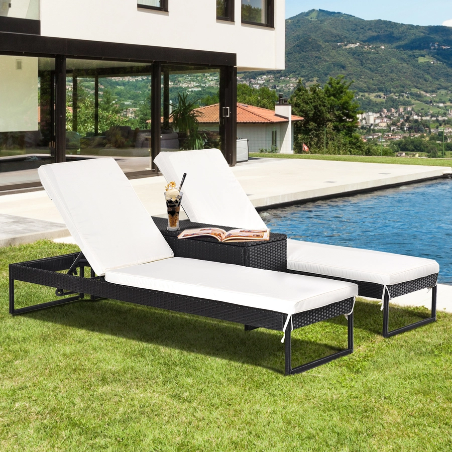 Outsunny Möbelsets mit Sitzkissen weiß, schwarz
