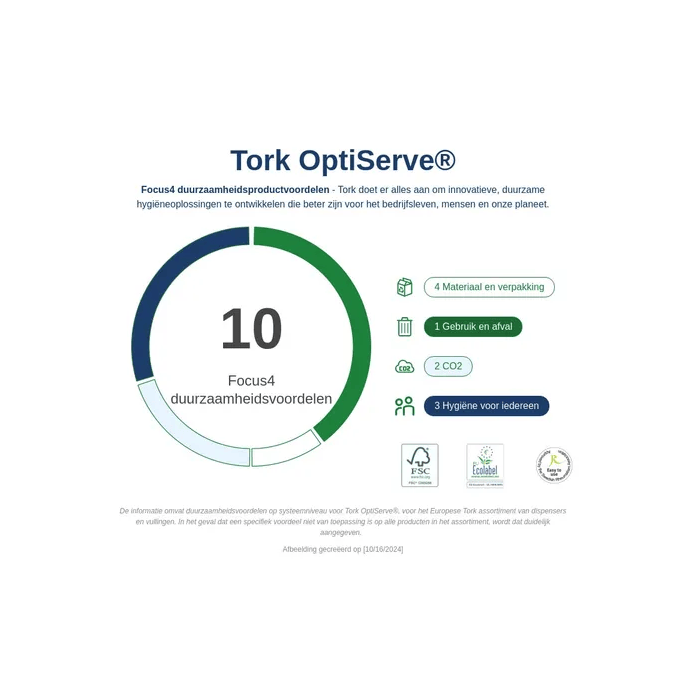 Tork OptiServe 472650 extra zacht Hulsloos toiletpapier 3-Laags 18 Rol