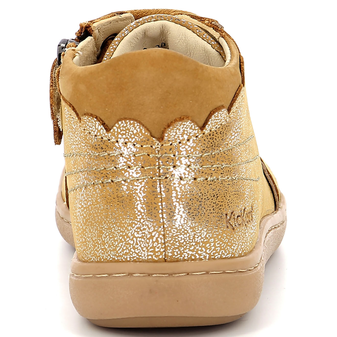 Kickers Bottillons en Cuir Kickpinns beige métallisé