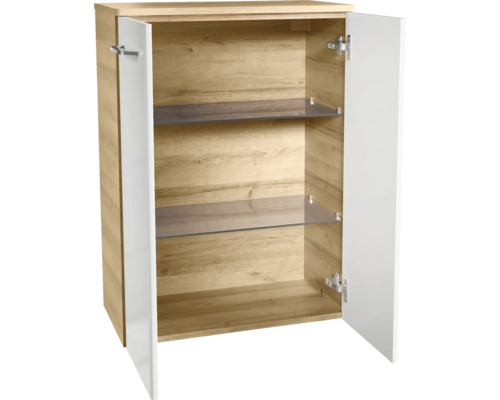 Middelhoge kast FACKELMANN Milano knoestig eiken wit 60 cm breed