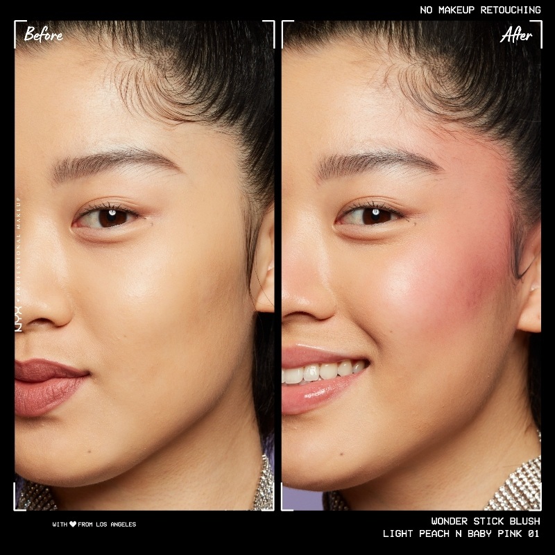 NYX Prof. Makeup Wonder Stick Dual-Ended Cream Blush Stick 8 gr. - 01 Light Peach + Baby Pink