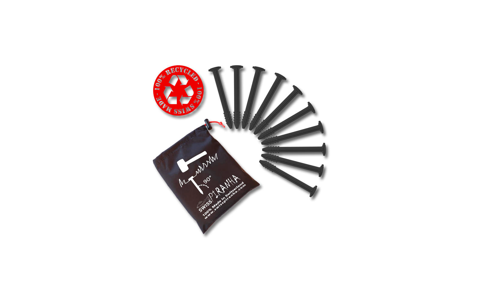 SwissPiranha BF90 Zelthering schwarz 9,7 cm einzeln