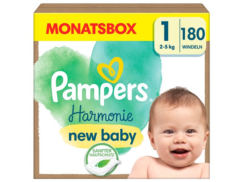 Pampers Windeln Harmonie Newborn Grösse 1 Monatsbox 2-5 kg, 180 Stück
