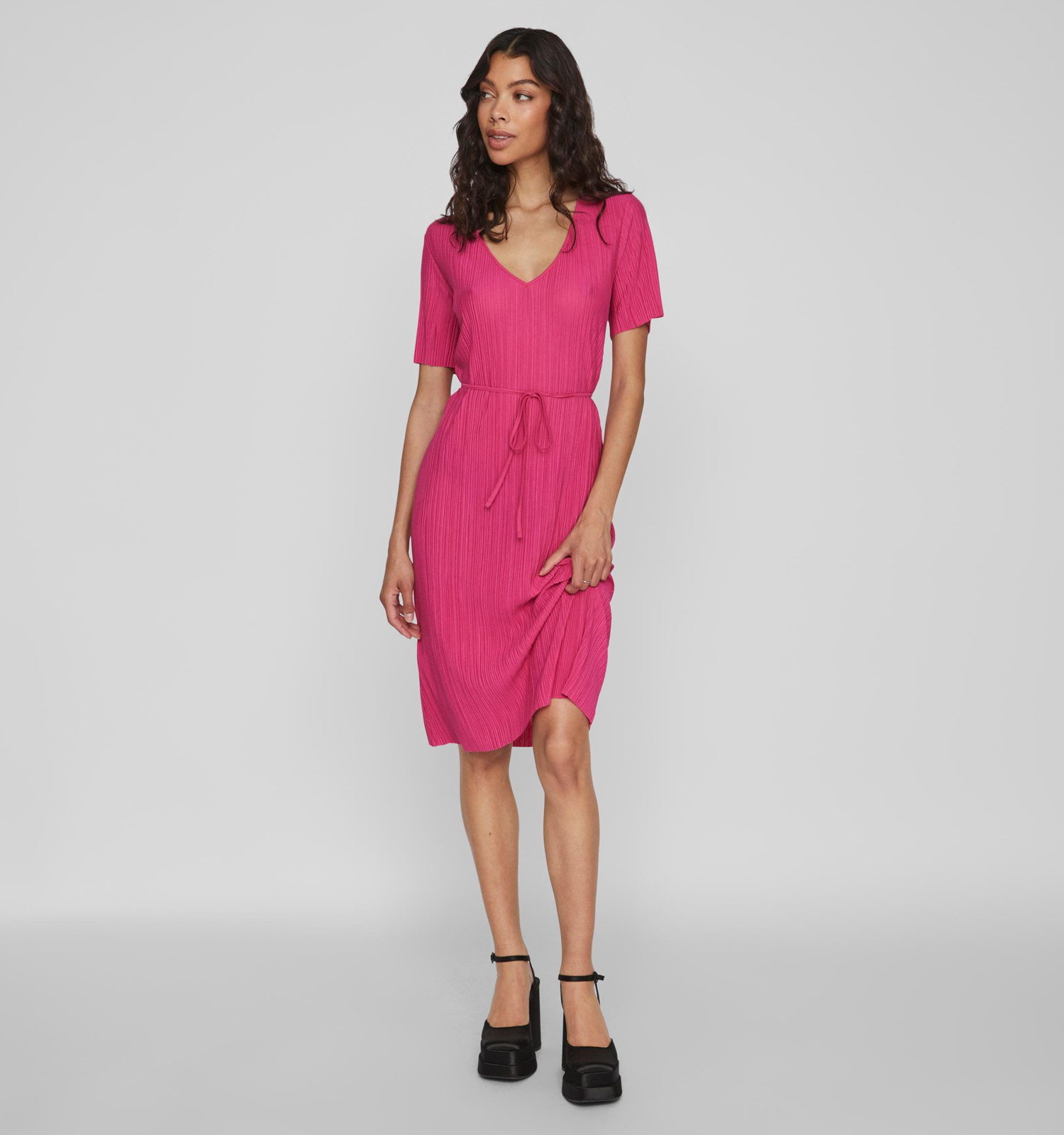 Midi jurk roze