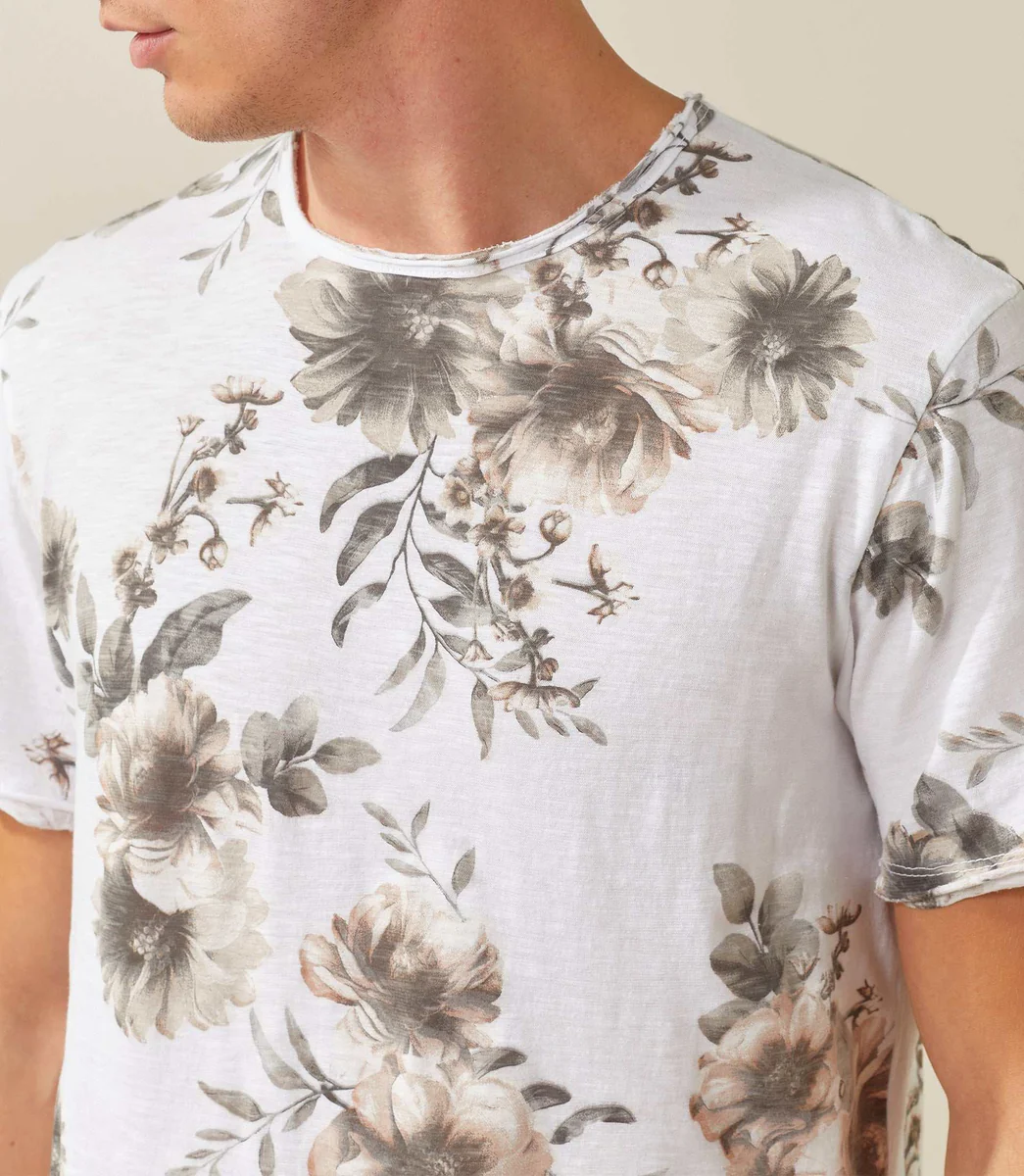 T-shirt col rond imprime blanc 