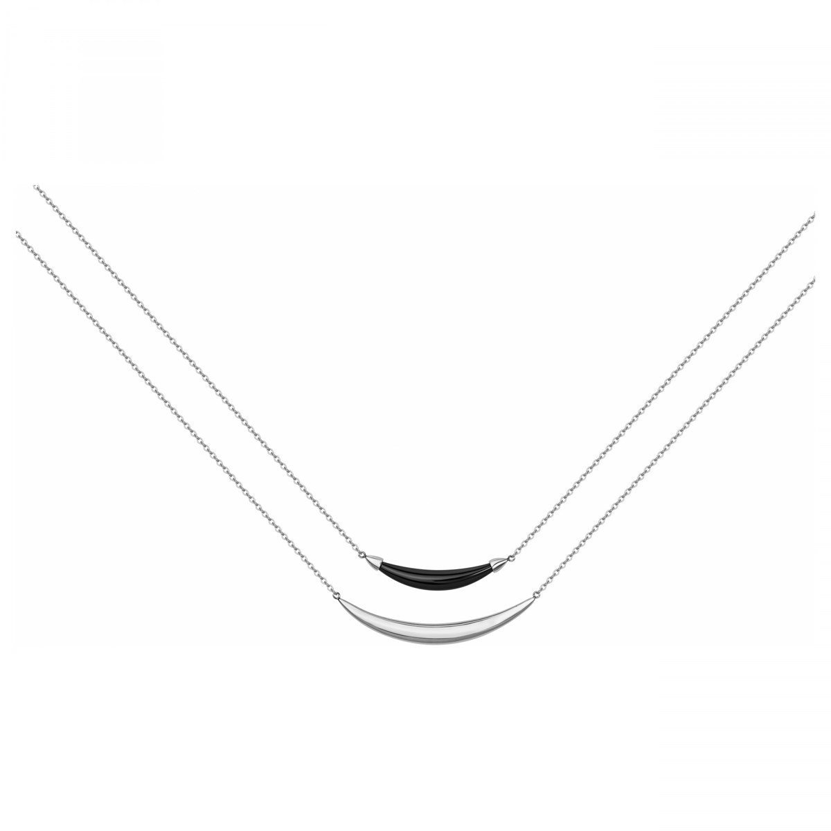 Collier multi-chaînes en Acier 316L et céramique - blanc brillant