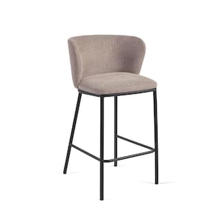 Kave Home Barhocker CISELIA Chenille hellbraun/schwarz