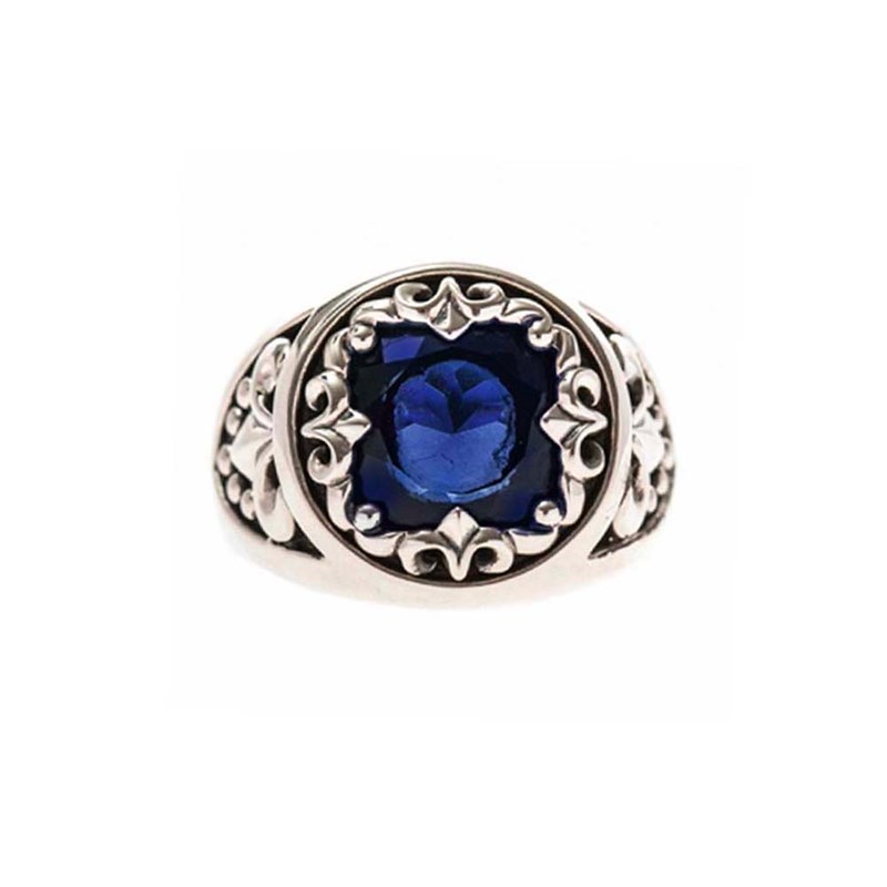 Bague Chevalière Homme Argent Union Sacrée Bleu Roi