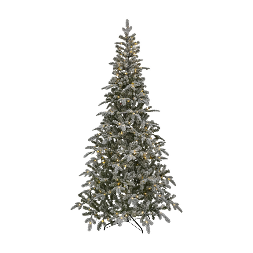 Naturtro juletre med kunstsnø og LED-belysning 230 cm