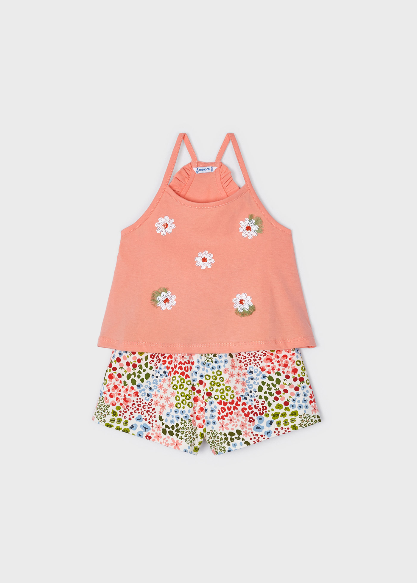 Conjunto de duas peças com apliques de algodão para meninas