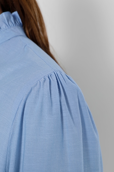 Bluse, Classic Fit, Rüschenkragen, verdeckte Knopfleiste, Langarm