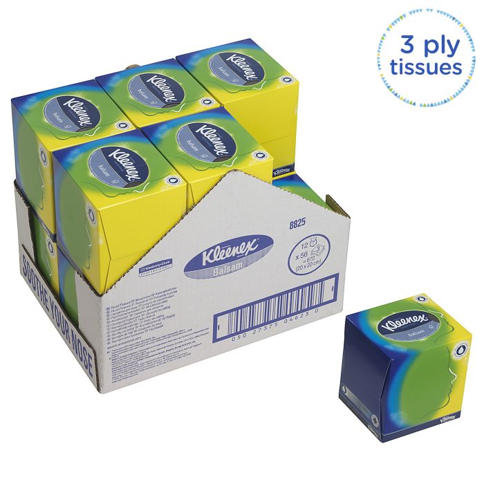 Kleenex 8825 12x56st Facial Tissue 3-laags kubus wit Zakdoekjes in rechtopstaande doos (8825)
