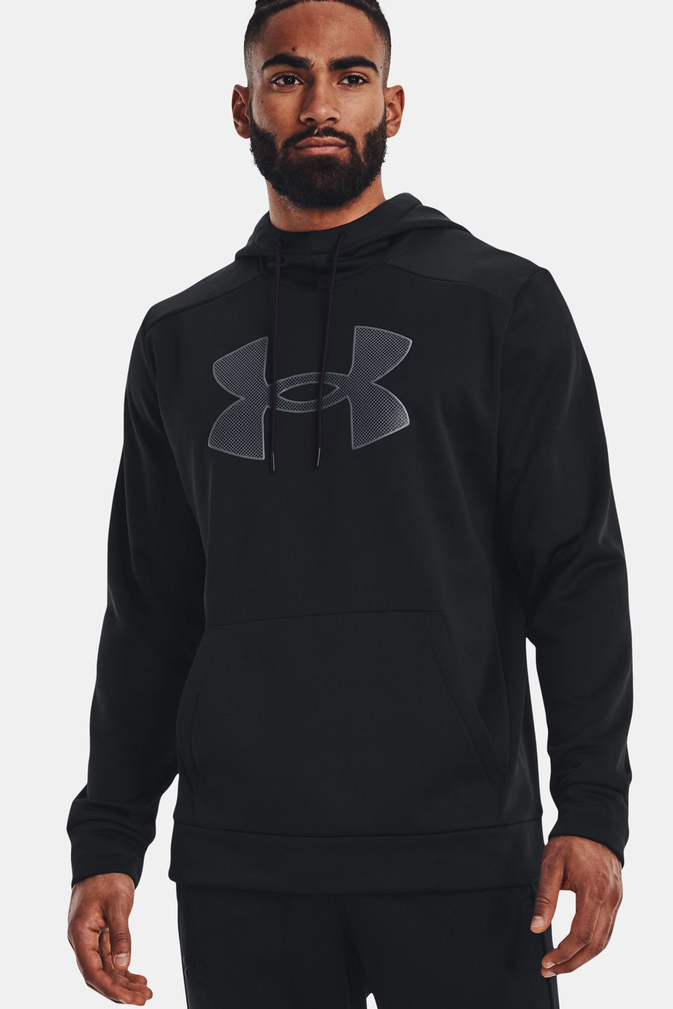 Moletom com capuz e logo estampado - preto