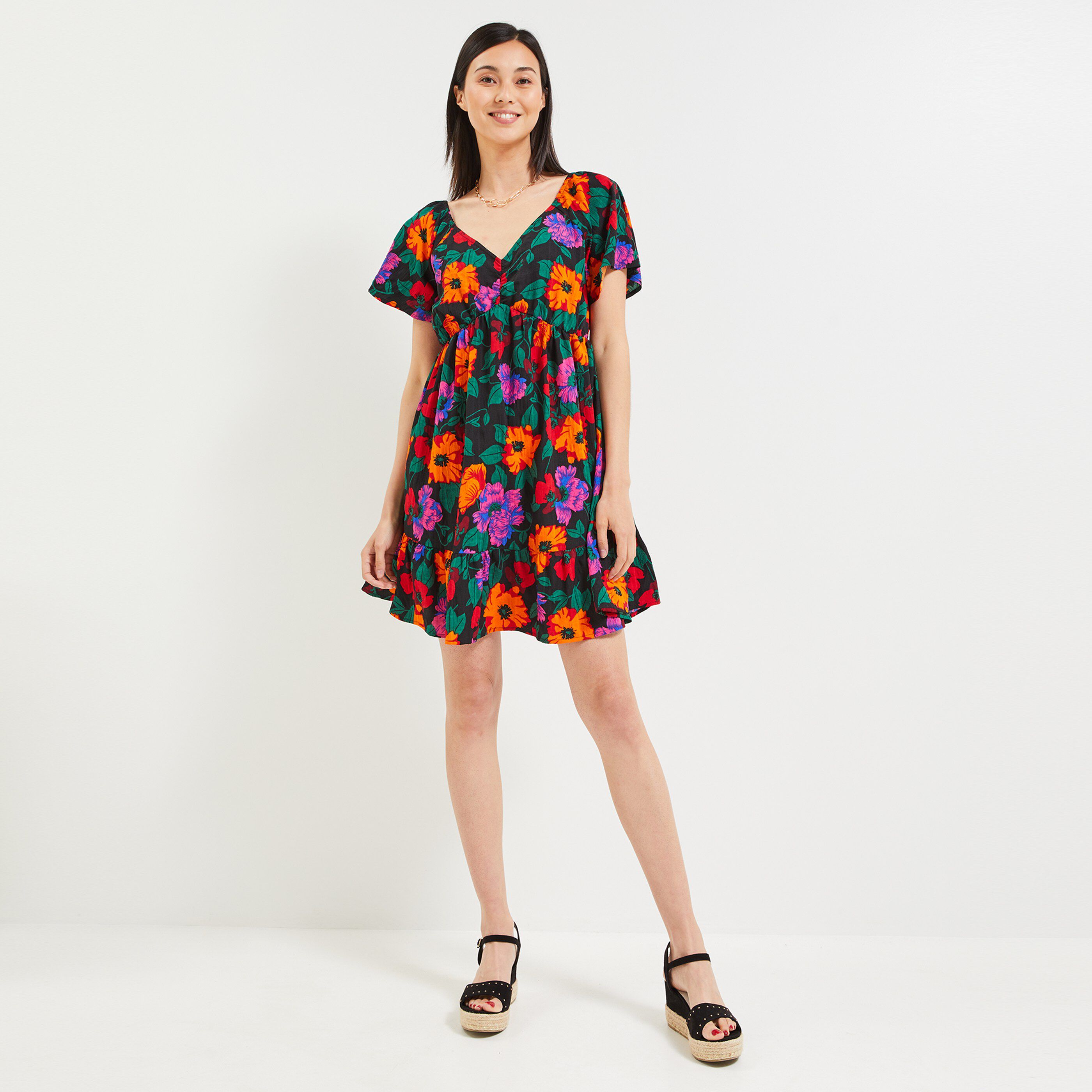 Robe imprimée femme - NOIR