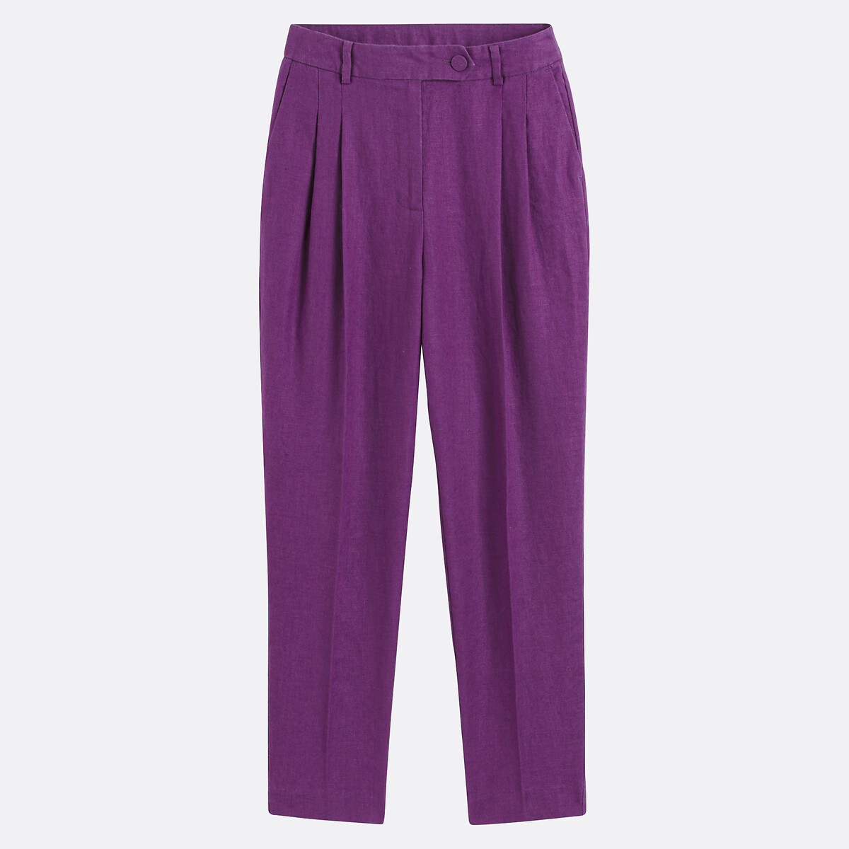 COLEÇÃO LA REDOUTE<br>Calças cigarrete de linho de cintura alta