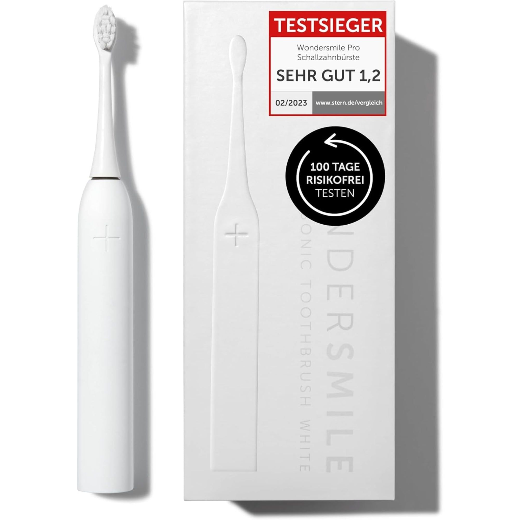 Wondersmile Schallzahnbürste Pro All White - Testsieger - 100 Tage risikofrei testen