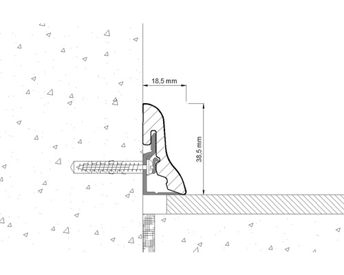 Essen plint, bruin kernhout, 18,5 x 38,5 x 2400 mm
