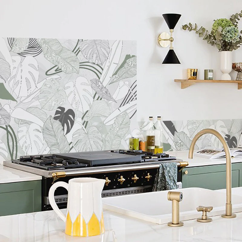 Crédence cuisine Fond de hotte ALU : L 90cm x H 70cm - BORNEO VERT 99d