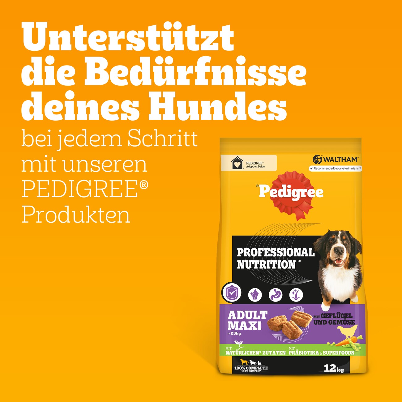 Pedigree Professional Nutrition Adult Maxi >25kg mit Geflügel und Gemüse 12 kg