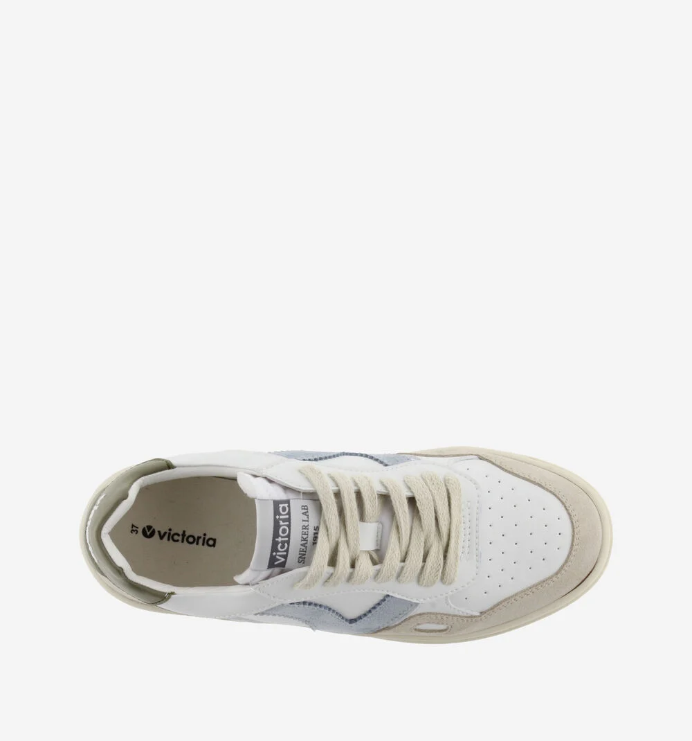 SEUL EFFET CUIR & CUIR FENDU Baskets unisexes semelles beiges KAKI