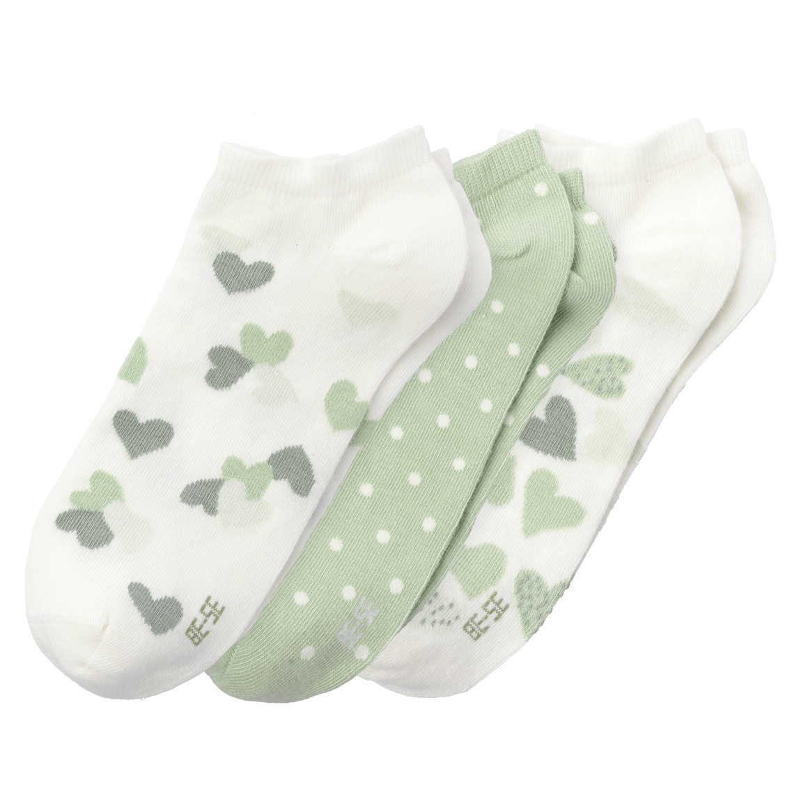 Gina Benotti 3 Paar Damen Sneaker-Socken im Set hellgrün / cremeweiss