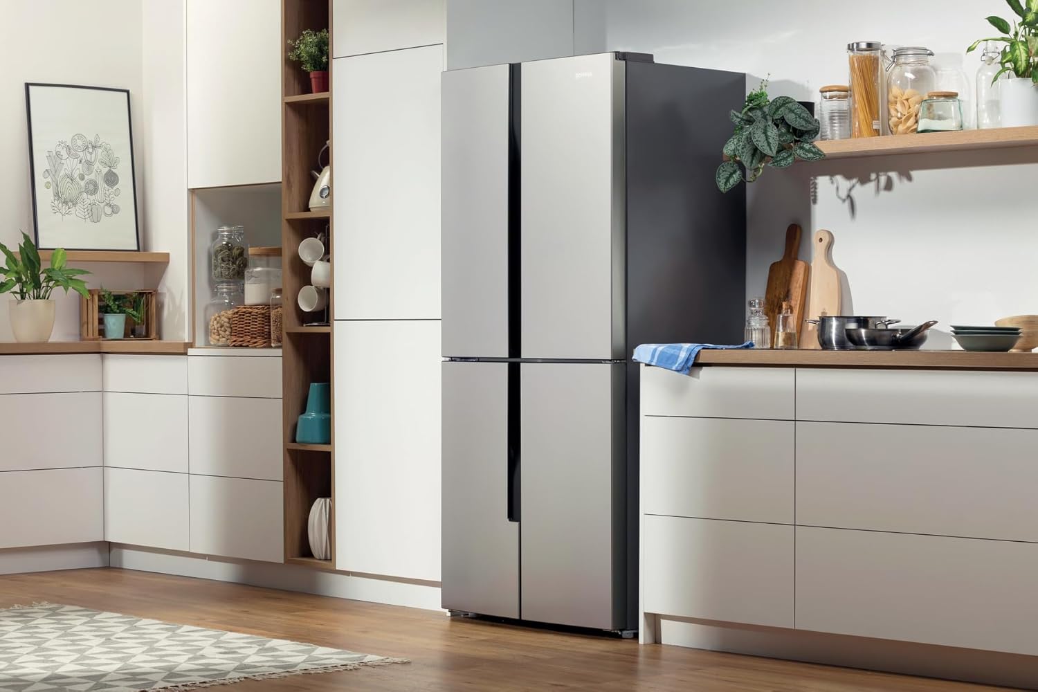 Gorenje NRM8182MX Side by Side Kühl-Gefrierkombination / 182cm/ 394 Liter/NoFrost Plus / MultiFlow 360° / CrispZone mit Feuchteregler / ConvertFreshZone / Twist Ice Maker / FastFreeze / Edelstahl-look