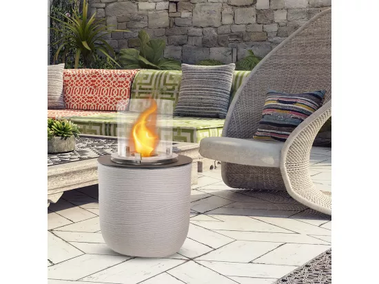 Brasero de jardin cheminée au bioéthanol pour intérieur et extérieur RAFFAELLO Corda Beige d.35 x h55