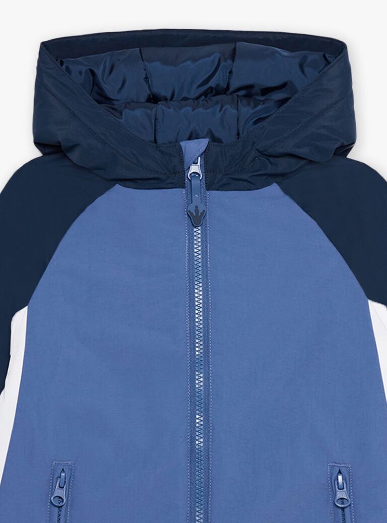 Blouson bleu gris à capuche