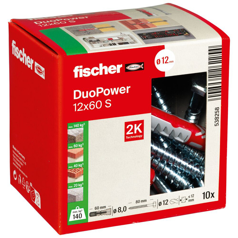 Fischer Duopower pluggen + schroef 12x60mm*