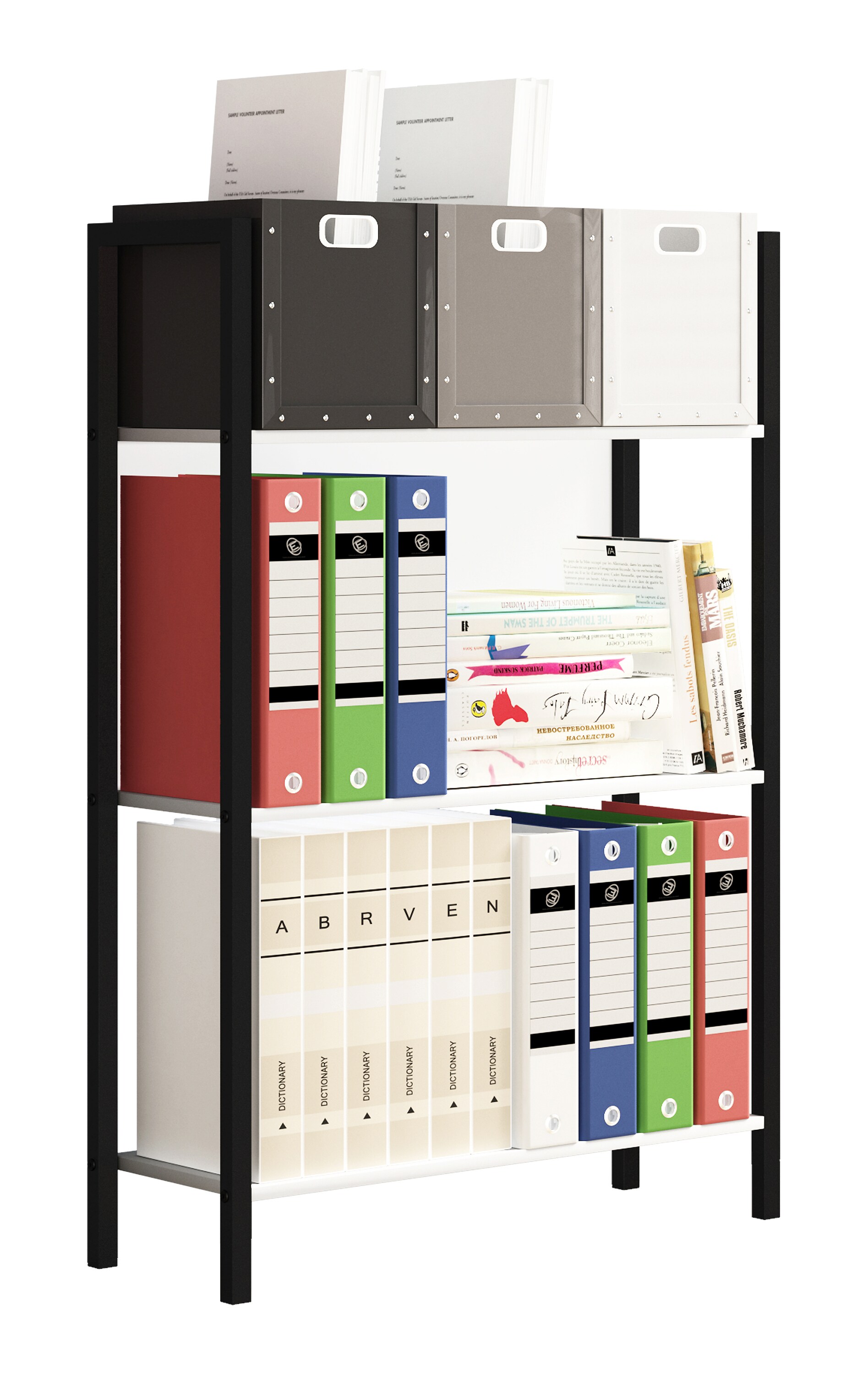 VCM Holz Metall Aufbewahrung Stand Regal Büroregal Büro Standregal Flakos 3